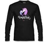 Unicorn Anneler Günü Siyah Unisex Sweatshirt