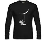 Astronot Salıncak Siyah Erkek Sweatshirt