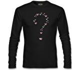 Kalp Soru İşareti Siyah Erkek Sweatshirt