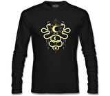 Yılan ve Ay Siyah Erkek Sweatshirt