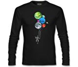 Gezegenler - Astronot Siyah Erkek Sweatshirt