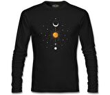 Güneş Ay ve Yıldızlar Siyah Erkek Sweatshirt