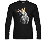 Aslan - Kral Taç Siyah Erkek Sweatshirt