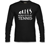 Tenis - Born to Play Siyah Erkek Sweatshirt