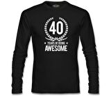 Awesome 40 Years Siyah Erkek Sweatshirt