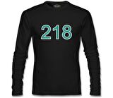 Squid Game-Number 218 Siyah Erkek Sweatshirt