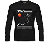 Nasa -Uzay Siyah Erkek Sweatshirt