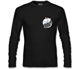 Hayvan - Yin Yang Kediler Logo Siyah Erkek Sweatshirt
