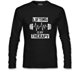 Bodybuilding - Lifting Therapy Siyah Erkek Sweatshirt