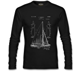 Yat Kulübü - Sail Boat Siyah Erkek Sweatshirt