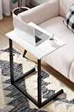 Furniqo LS-1 Yükseklik Ayarlanabilir Yan Sehpa, Laptop Sehpası, Beyaz