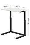 Furniqo LS-1 Yükseklik Ayarlanabilir Yan Sehpa, Laptop Sehpası, Beyaz