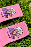 Unisex Grandma Mood Desenli Pembe Tenis Çorap