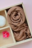 Mocca Kahve Renkli Likralı Viskon Penye Şal Lycra Scarf