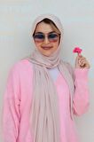Pudra Pembe Renk Likralı Viskon Penye Şal Lycra Scarf