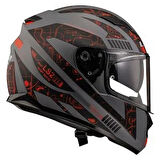 LS2 STREAM EVO TECT MAT GRI KIRMIZI KAPALI KASK