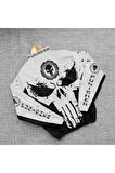 Punisher Kuru Kafa Unisex Dijital Baskı Paraşüt Kumaş Oversize Baskılı Siyah Rüzgarlık Yağmurluk