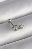 316L Çelik Gümüş Renk Zirkon Taşlı Yıldız Tragus Piercing - Lisinya