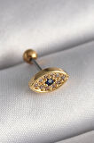 316L Çelik Gold Renk Zirkon Taşlı Göz Tragus Piercing - Lisinya