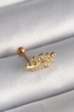 316L Çelik Gold Renk Zirkon Taşlı Dal Tragus Piercing - Lisinya