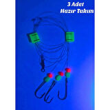 Kıyı Ve Tekne Kullamımına Uygun Fosfor Boncuklu Hazır Dip Takımı - 3 ADET