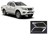 Nissan Navara Uyumlu 2016 Sonrası Ön Far Kaplama ABS (Plastik) Krom