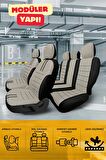 Mitsubishi Space Star Hatcback 2013-2018 Aracınıza Uyumlu Koltuk Kılıfı Luxe Deri Bej Siyah
