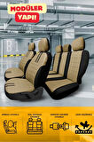 Dacia Dokker Hafif Ticari 2007-2012 Aracınıza Uyumlu Koltuk Kılıfı Luxe Deri Koyu Bej