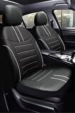 Seat Leon Hatchback 2006-2012 Aracınıza Uyumlu Koltuk Kılıfı Luxe Deri Siyah Beyaz
