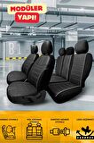 Seat Leon Hatchback 2006-2012 Aracınıza Uyumlu Koltuk Kılıfı Luxe Deri Siyah Beyaz