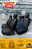 Hyundai İ-20 Hachback 2010-2014 Aracınıza Uyumlu Koltuk Kılıfı Luxe Deri Siyah Mavi