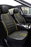 Skoda Kamic Suv 2019 Aracınıza Uyumlu Koltuk Kılıfı Luxe Deri Siyah Sarı