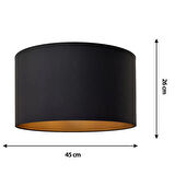 Levaillant Siyah Lambader Şapka & Başlık - İçi Gold Kaplama, 45 cm Çap, 26 cm Yükseklik - Özel Üretim & Kusursuz İşçilik