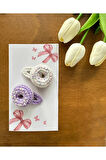 Saç Tokası Özel Donut Tasarımı Handmade 2'li Çıt Çıt Toka Seti