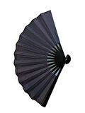 Bambu Çubuklu Maksi Boy Çift Taraflı Saten Kraft Füme Yelpaze – 47x27 cm