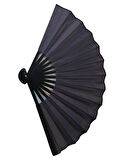 Bambu Çubuklu Maksi Boy Çift Taraflı Saten Kraft Füme Yelpaze – 47x27 cm