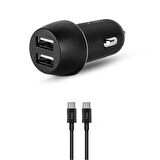 ttec 32w Çift Çıkışlı Hızlı Araç Şarj ve Type-C to Type-C Kablo