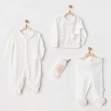 Lenaca Petit Love Newborn Tüllü 4 Parça Set Ekru