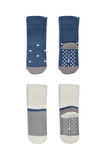Lenaca Puanlı Kaymaz Havlu Soket Çorap 2'li  İndigo Gri