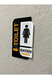 Parlak Pleksi WC Bay/Bayan toilet Yönlendirme Levhası