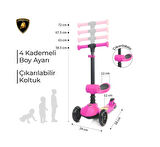 Lisanslı L5 2in1 Katlanabilir Oturaklı Işıklı 3 Tekerlekli Çocuk Scooter Sarı
