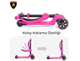 Lamborghini L5 2in1 Yeşil Katlanabilir 3 Tekerlekli Oturaklı Işıklı Çocuk Scooter