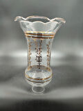 AVİZE LAMBA CAMI.ŞEFFAF,ALTIN YALDIZLI,MOTİFLİ.(E.14)(Alt yuva çapı:4.00cm-h:20,50cm)Mum ampule göre.