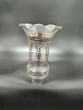 AVİZE LAMBA CAMI.ŞEFFAF,ALTIN YALDIZLI,MOTİFLİ.(E.14)(Alt yuva çapı:4.00cm-h:20,50cm)Mum ampule göre.
