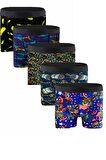 5'li Premium Erkek Desenli Boxer Paketi %95 Pamuk Extra Esnek