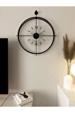 Büyük Boy Laviento Siyah ( Şeffaf Cam ) - Led Yok -50x65 Cm - Modern Dekoratif Metal Duvar Saati