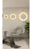 (XXL BÜYÜKBOY) 60*70 Cm (GOLD-BEYAZ) Laviento - Pilli Led - Metal (MOBİLYA) Duvar Saati
