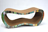 Dekoratif Karton Kedi Tırmalama Kanepesi 2'li Set (43x24x8,5 cm & 59x24x26 cm) - Small & Large - Çizgili Desen