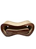 Dekoratif Karton Kedi Tırmalama Kanepesi 2'li Set (43x24x8,5 cm & 59x24x26 cm) - Small & Large - Koyu Ahşap Desen