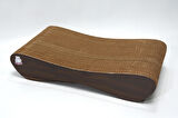 Dekoratif Karton Kedi Tırmalama Kanepesi 2'li Set (43x24x8,5 cm & 59x24x26 cm) - Small & Large - Koyu Ahşap Desen
